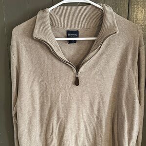 British Khaki Men's Zip-Up Beige Sweater